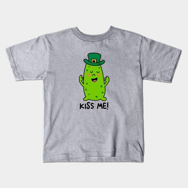 St. Patrick's Day Pickle - KISS ME! Kids T-Shirt by Babush-kat